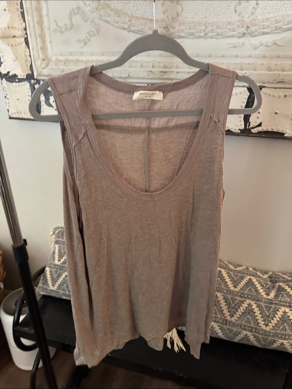 Sophie Rue Taupe Relaxed Scoop Neck Tank